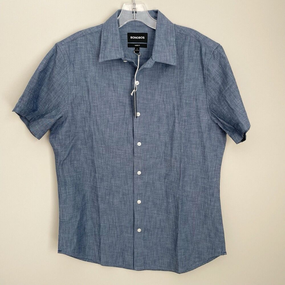 Bonobos Size L Tailored Fit Button Down Casual Shirt Gray NEW